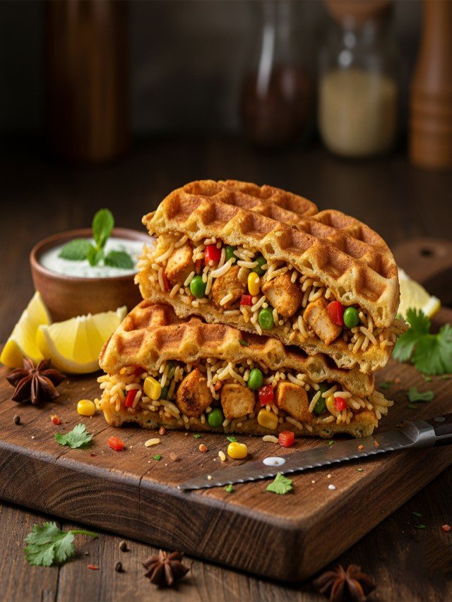 "Biryani Waffle Sandwich 🧇🍛"