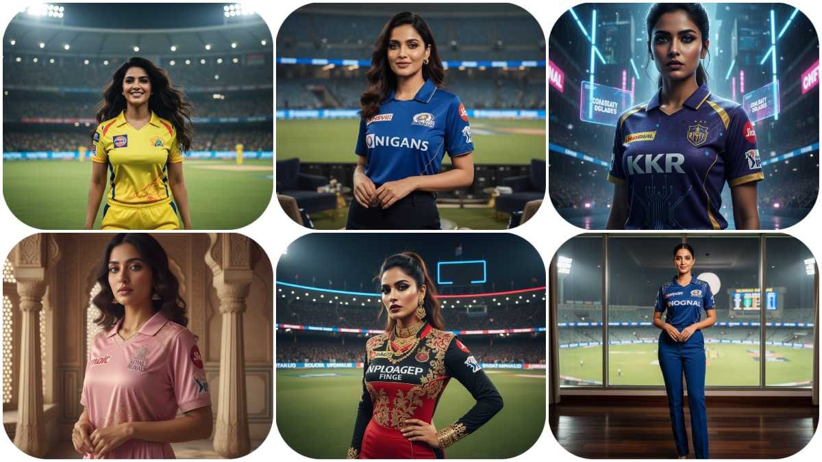 Gemini AI Prompt: Stylish Female Model in IPL Jersey Look