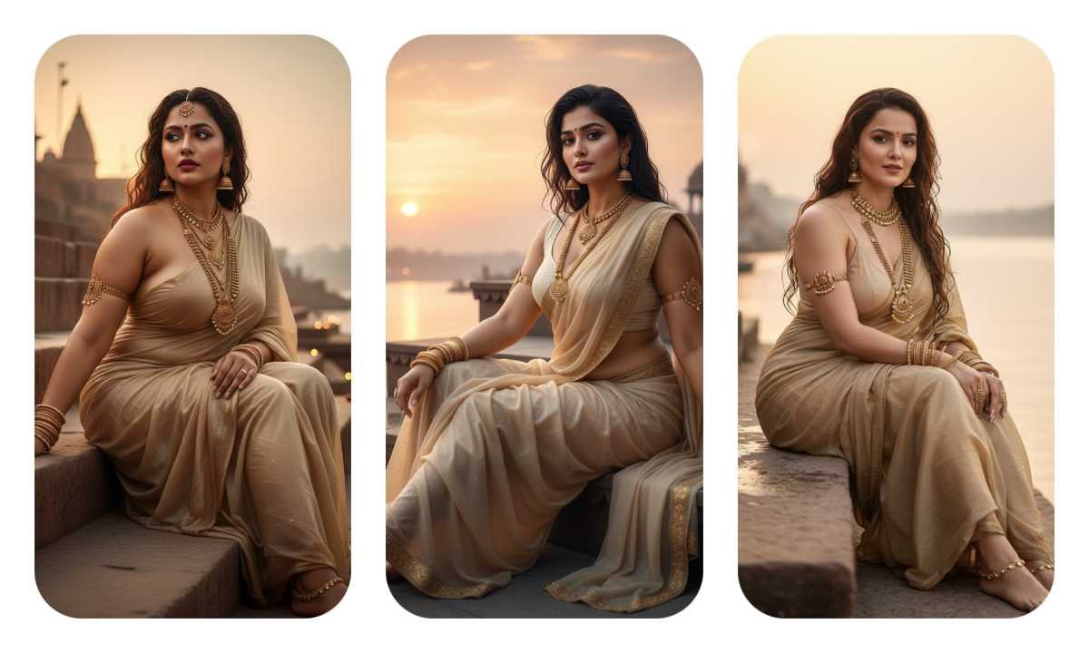 8K Portrait of a Woman at an Ancient River Ghat