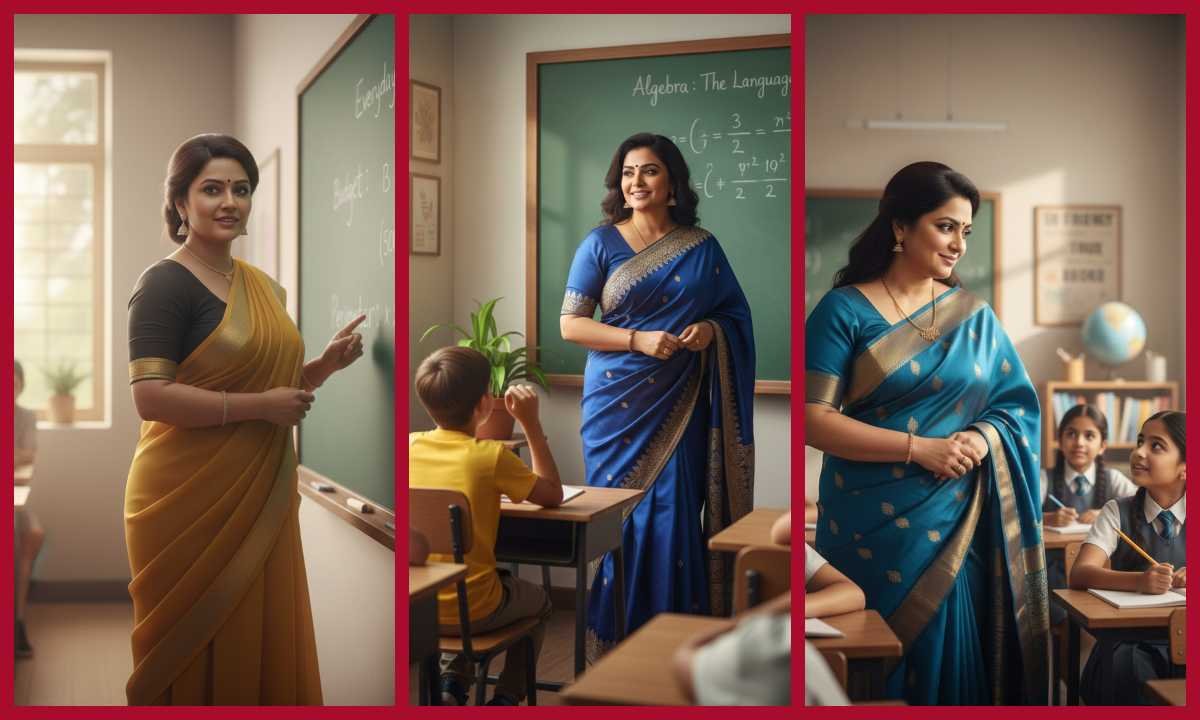 Top 20 Prompts: The Beauty of Focused Learning in a Traditional Classroom – Indian Curvy Woman in Saree