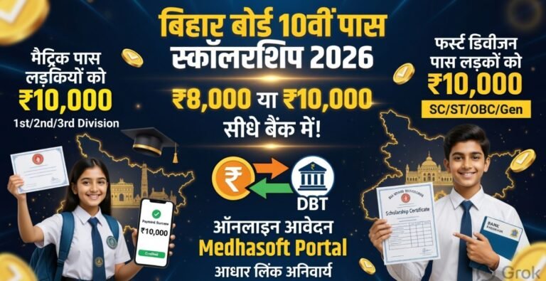 Bihar Board 10th Pass Scholarship 2026